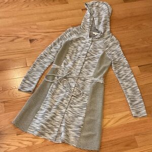 Mystree Gray Hooded Knit Cardigan dress athletic tunic ribbed Y2K bohemian